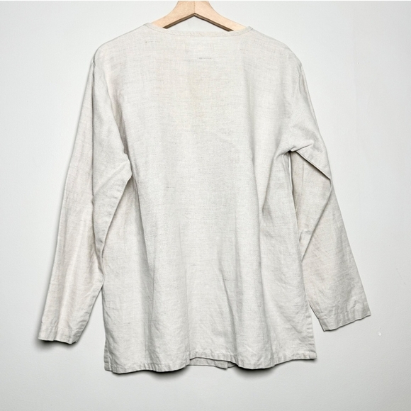 Smith & Hawken Cream Linen Button Tunic Top - Picture 6 of 8